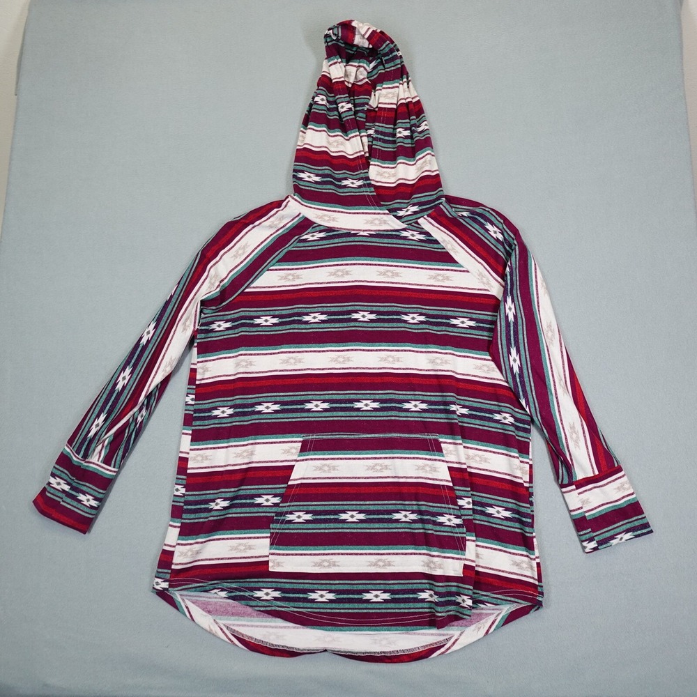 No Boundaries Hoodie Women XL Multicolor Aztec Southwestern Pullover Lightweight